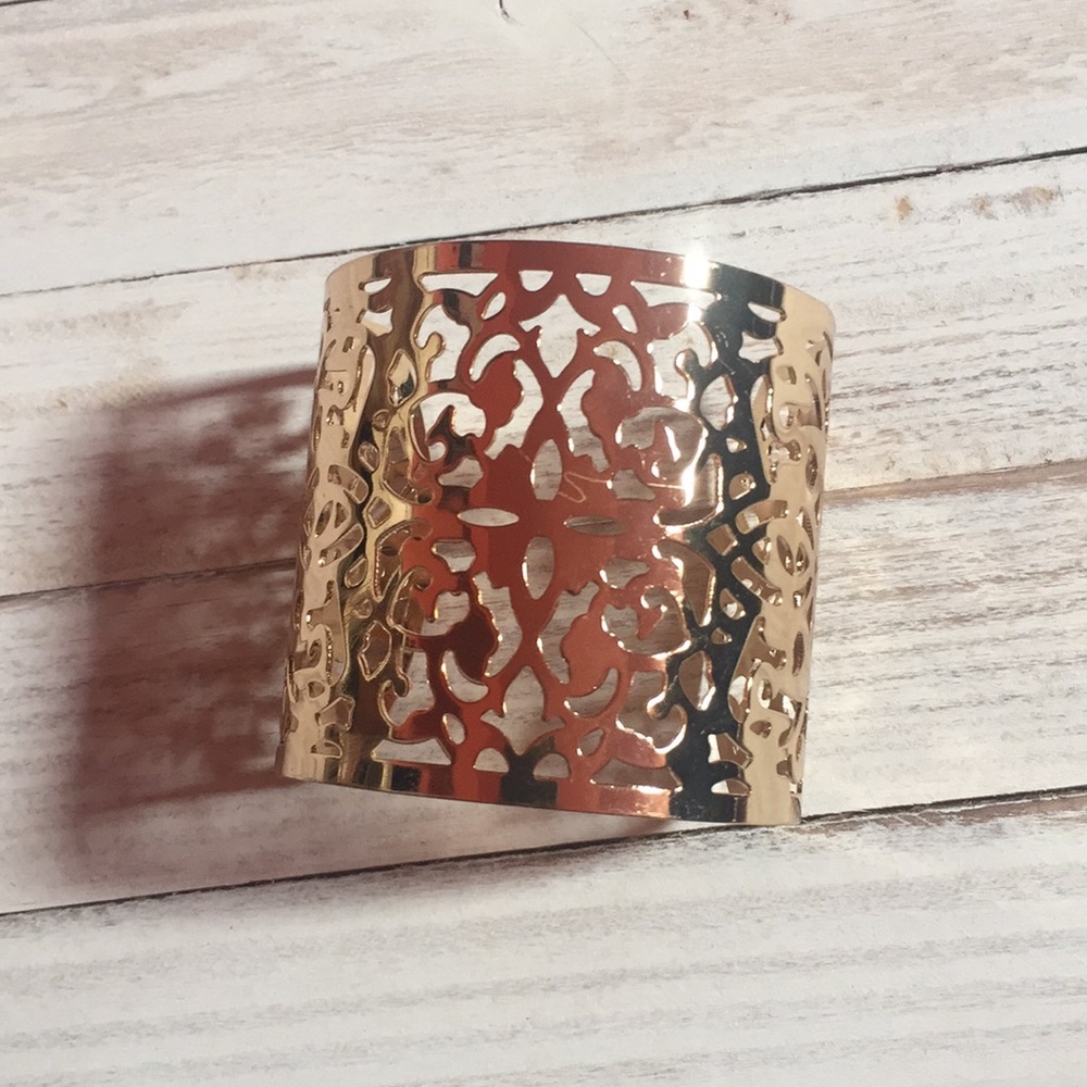 Gold filigree cuff bracelet